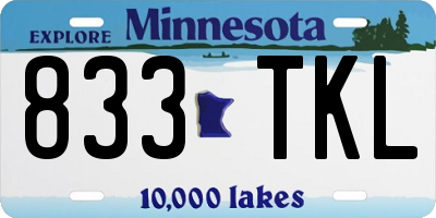 MN license plate 833TKL