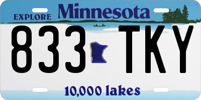 MN license plate 833TKY