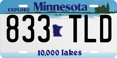 MN license plate 833TLD