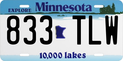 MN license plate 833TLW