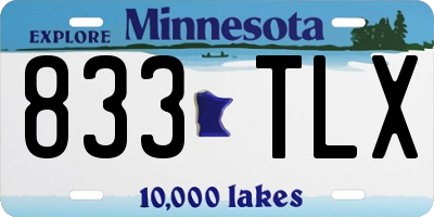 MN license plate 833TLX