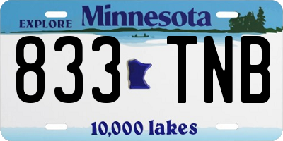 MN license plate 833TNB