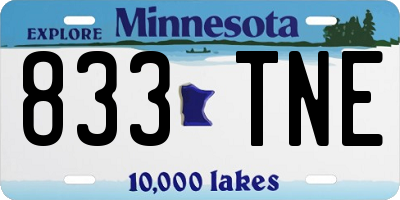 MN license plate 833TNE