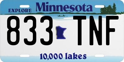 MN license plate 833TNF