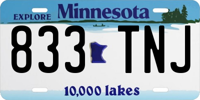 MN license plate 833TNJ