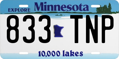 MN license plate 833TNP