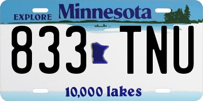 MN license plate 833TNU