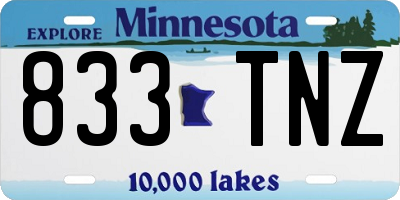 MN license plate 833TNZ