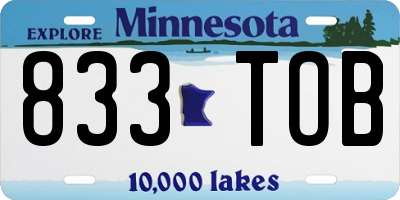 MN license plate 833TOB