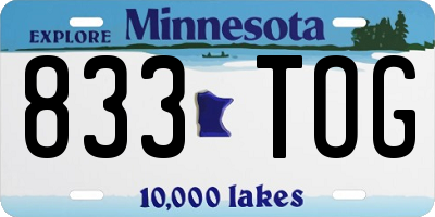 MN license plate 833TOG
