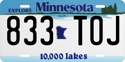 MN license plate 833TOJ