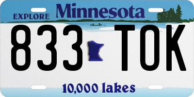MN license plate 833TOK