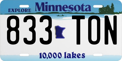 MN license plate 833TON