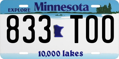 MN license plate 833TOO