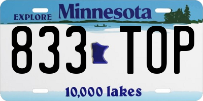 MN license plate 833TOP
