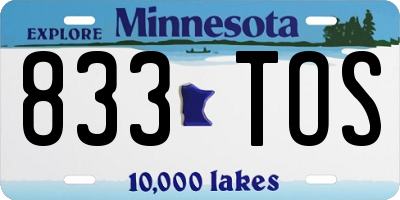 MN license plate 833TOS