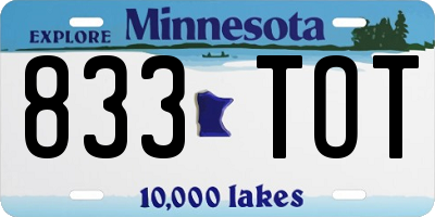 MN license plate 833TOT