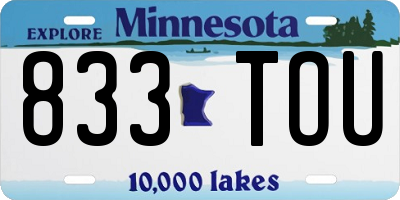 MN license plate 833TOU