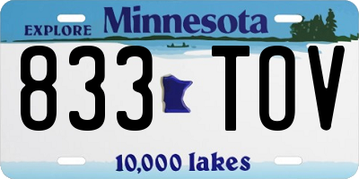 MN license plate 833TOV