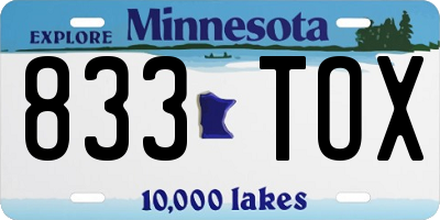 MN license plate 833TOX