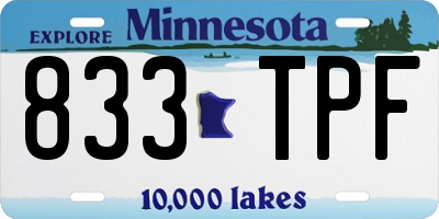 MN license plate 833TPF