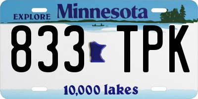 MN license plate 833TPK