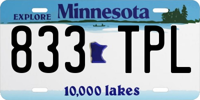 MN license plate 833TPL