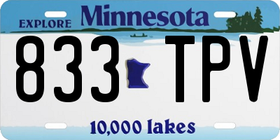 MN license plate 833TPV