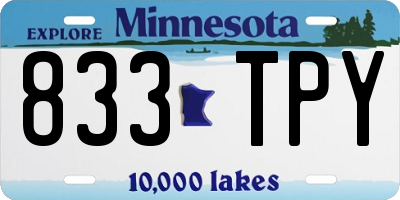 MN license plate 833TPY