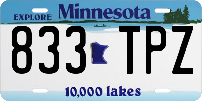 MN license plate 833TPZ