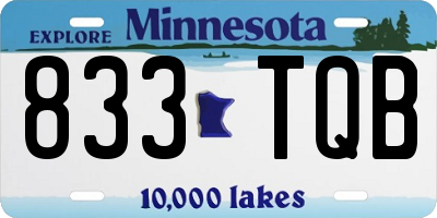 MN license plate 833TQB