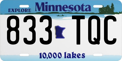 MN license plate 833TQC