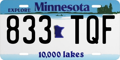 MN license plate 833TQF