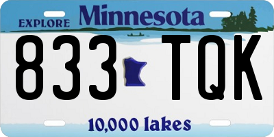 MN license plate 833TQK