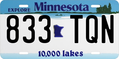 MN license plate 833TQN
