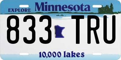 MN license plate 833TRU