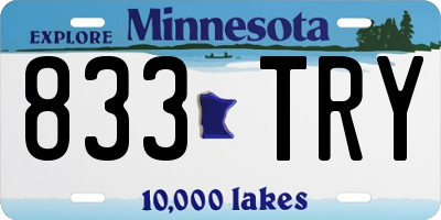 MN license plate 833TRY