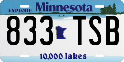 MN license plate 833TSB