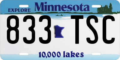 MN license plate 833TSC