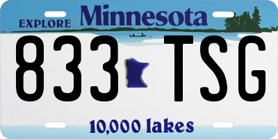 MN license plate 833TSG