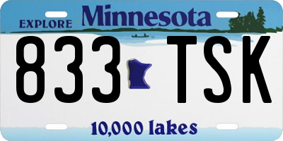 MN license plate 833TSK