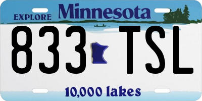 MN license plate 833TSL