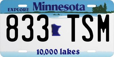 MN license plate 833TSM