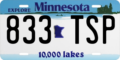 MN license plate 833TSP