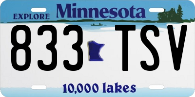 MN license plate 833TSV