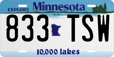 MN license plate 833TSW
