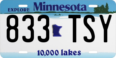 MN license plate 833TSY
