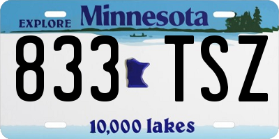 MN license plate 833TSZ