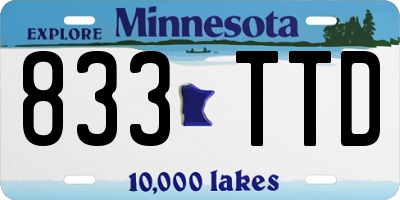 MN license plate 833TTD
