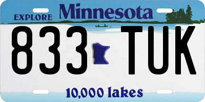 MN license plate 833TUK